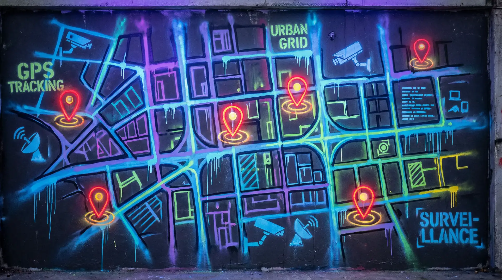 孙艺洲和李金铭 狗仔追踪地图 - 城市涂鸦风格